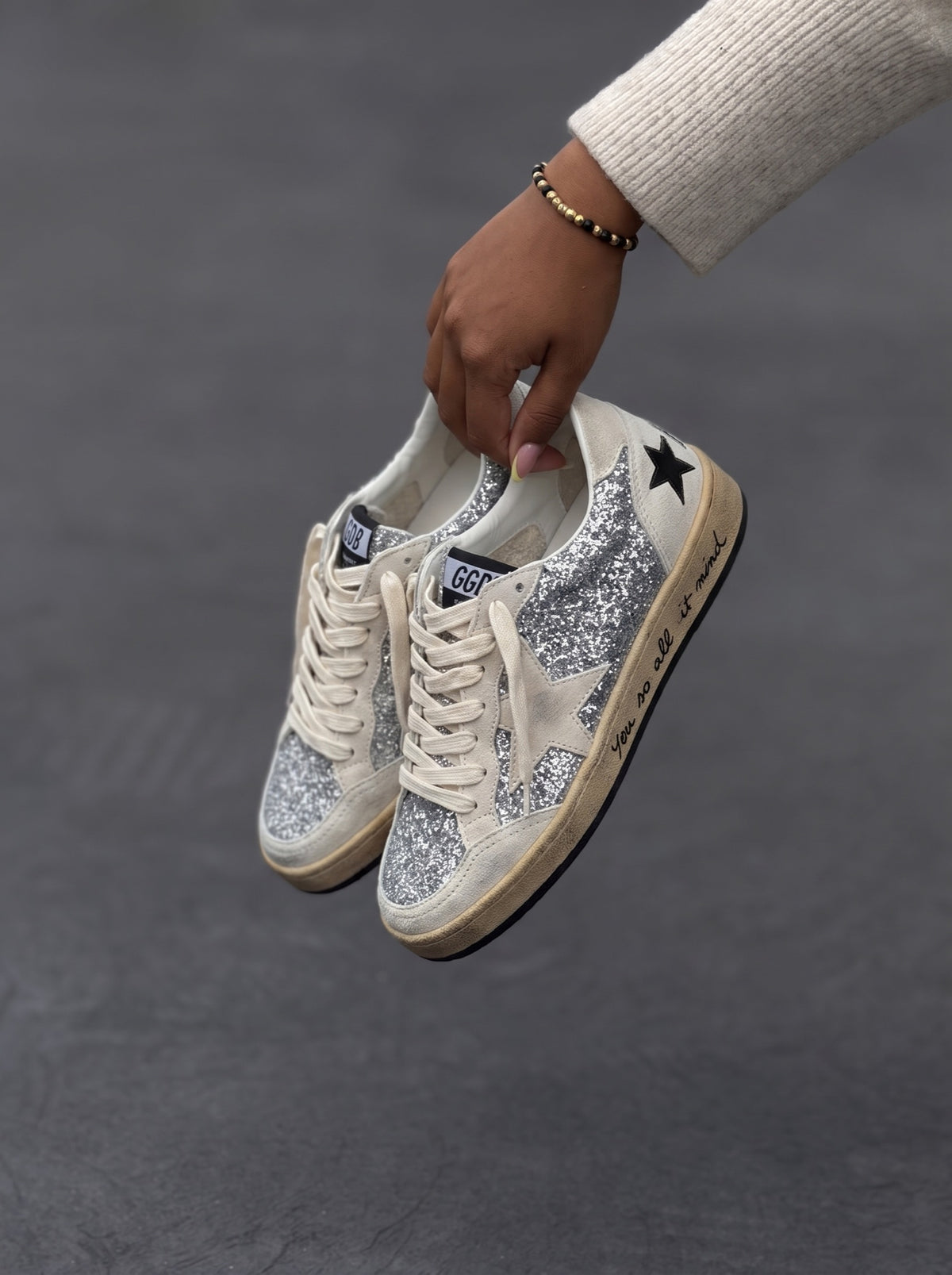 Golden Goose Ball Star Plata Beige