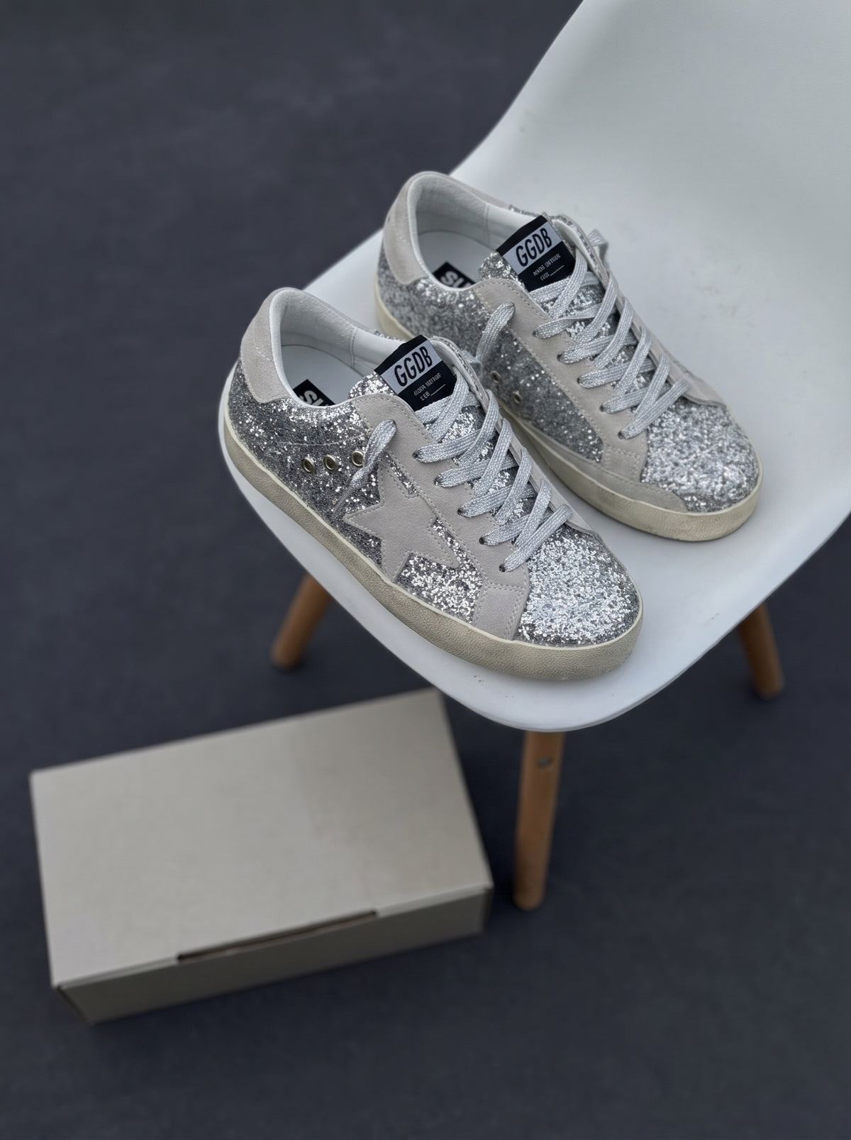 Golden Goose Super-Star Plata Brillante