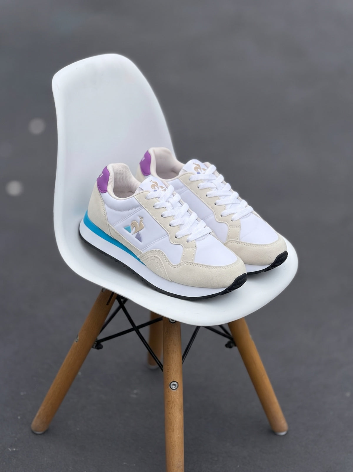 Le Coq Sportif Jet Star 2 Blanca Beige Celeste Morada