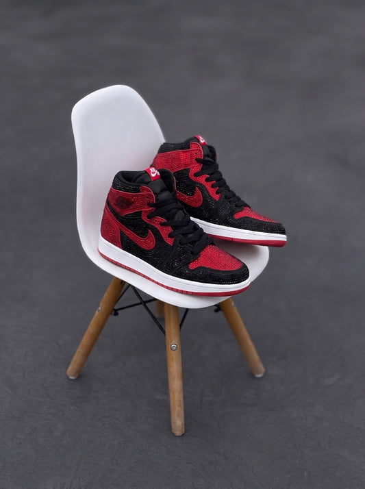 Nike Air Jordan 1 High Bred Swarovski Negra Roja