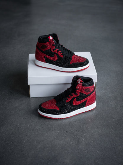 Nike Air Jordan 1 High Bred Swarovski Negra Roja