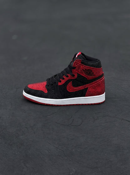 Nike Air Jordan 1 High Bred Swarovski Negra Roja