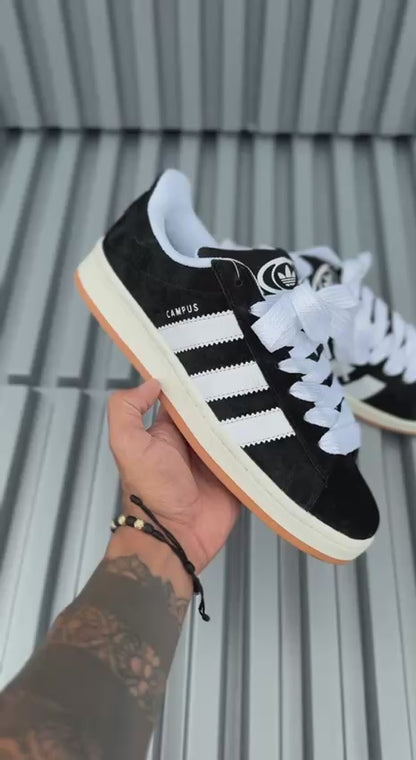 Adidas Campus negra blanca suela en goma