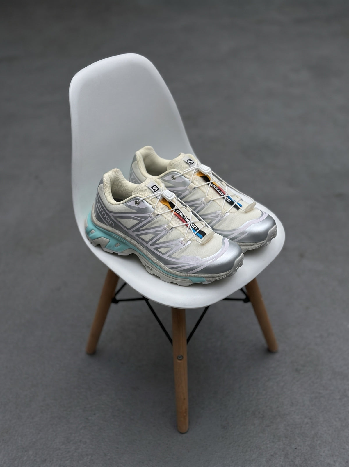 Salomon XT-6 Crema Plata Aguamarina